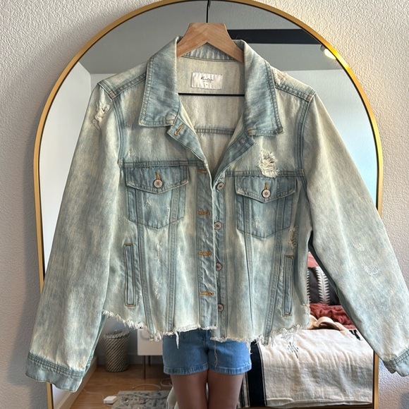 KanCan Jackets & Blazers - KanCan Light Blue Distressed Jean Jacket